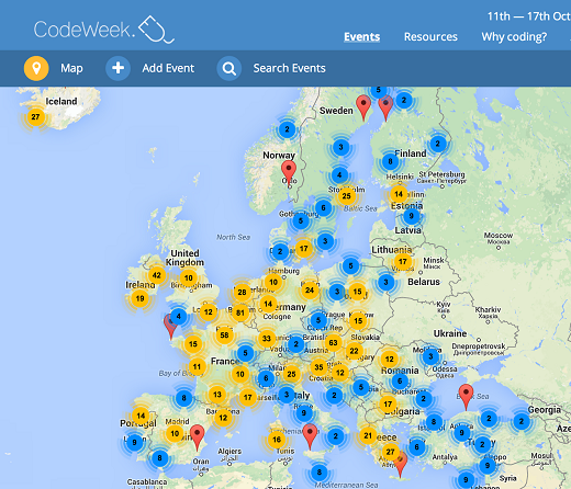 Europe Code Week Map