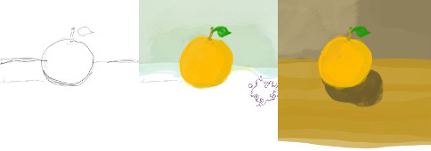 Still-life drawing of an orange