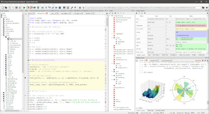 Screenshot of Spyder Python IDE