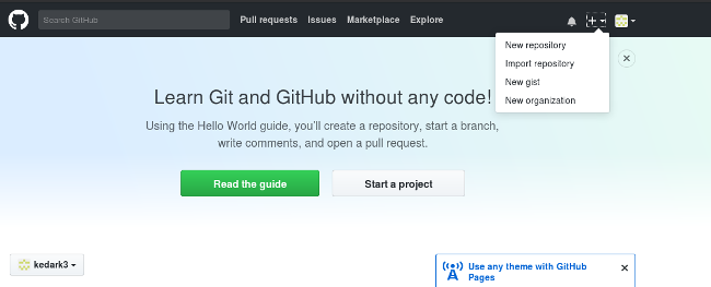 Signed in to GitHub