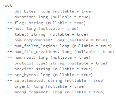 Dataframe schema