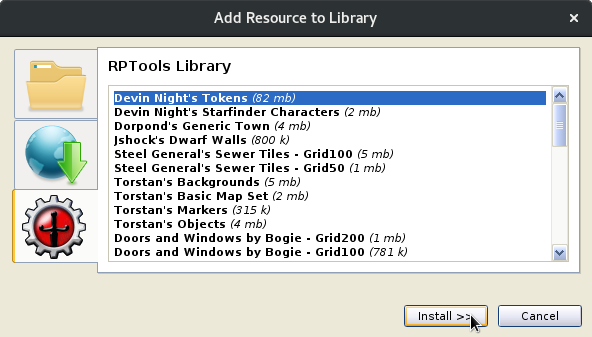 Add Resource to Library dialogue