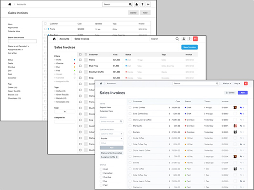 ERPNext wireframes and detailed screenshots