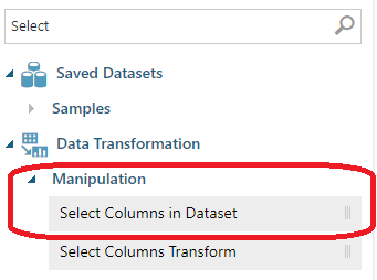 Using Select Columns in Dataset control in the Azure Machine Learning. 