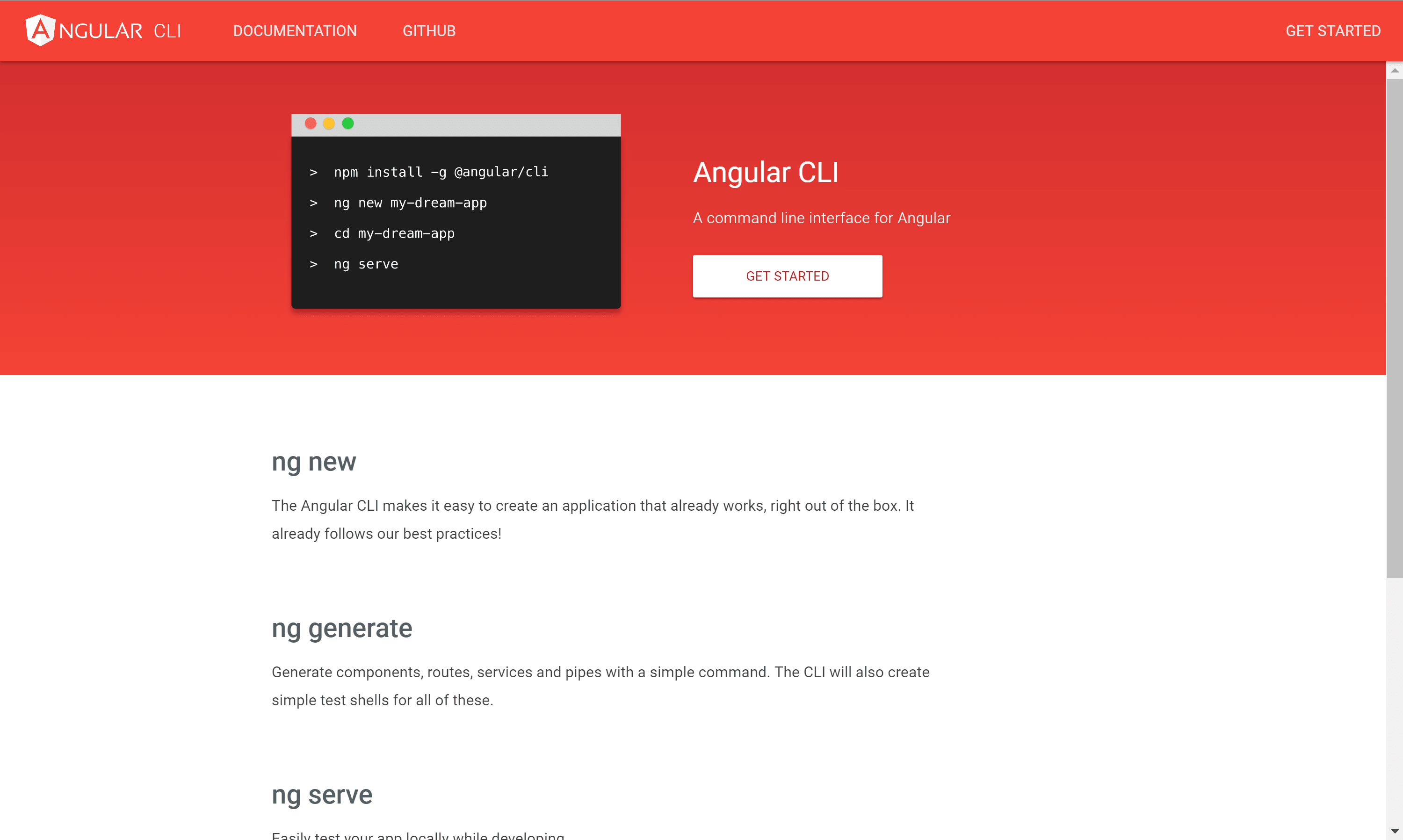 Angular CLI Home Page