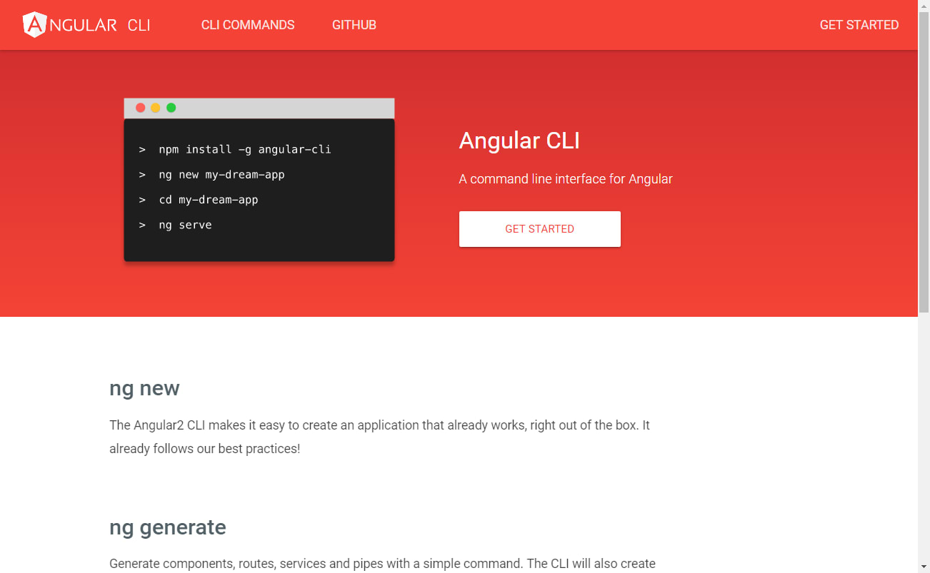 Angular CLI Homepage