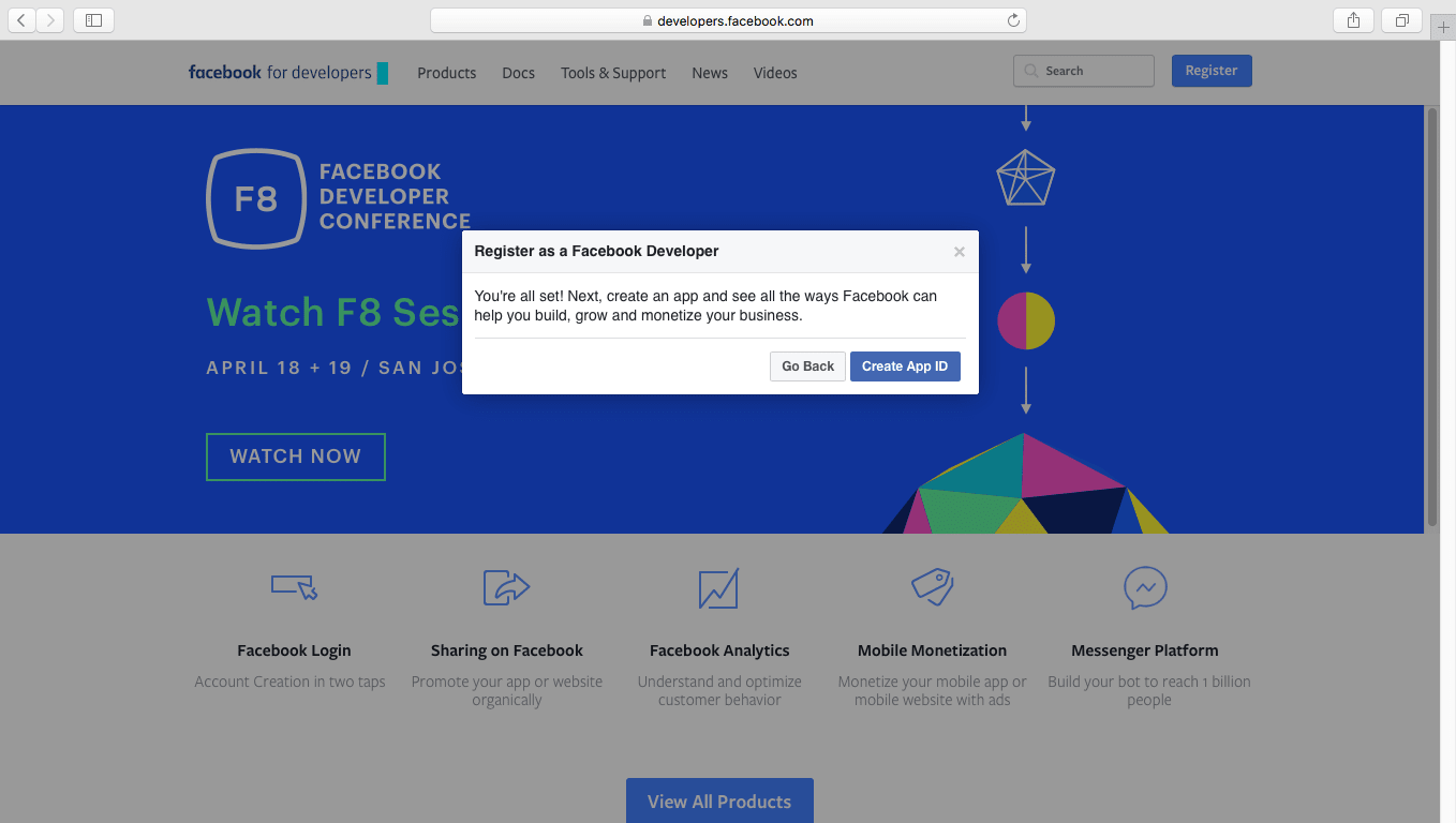 Facebook Create Application
