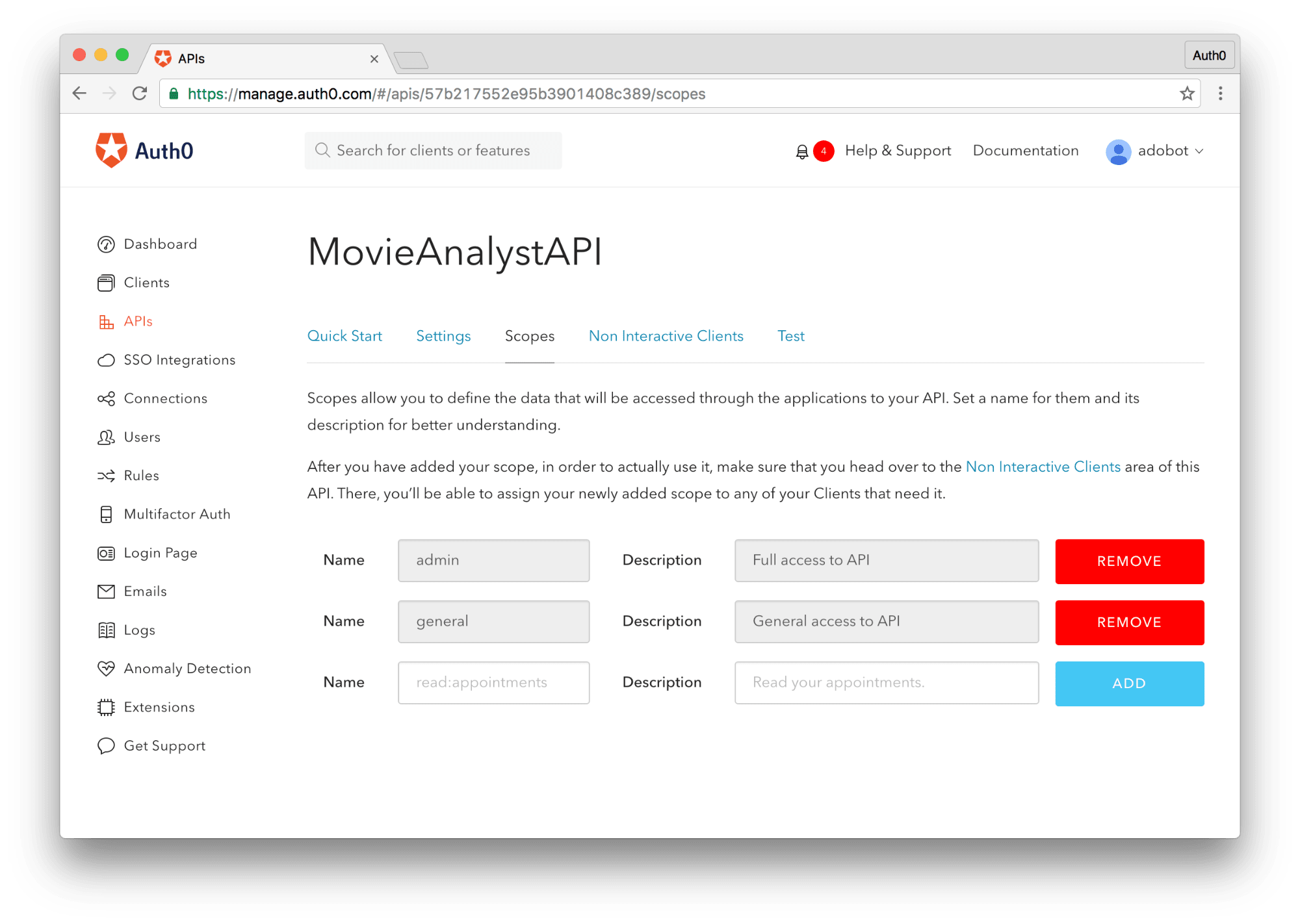 Creating API Scopes