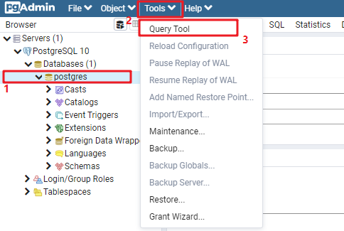 进入Query Tool