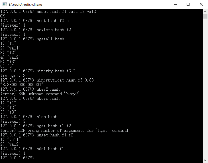 Redis的hash结构命令展示