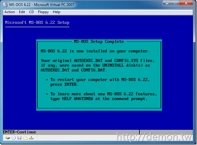 ms-dos setup complete