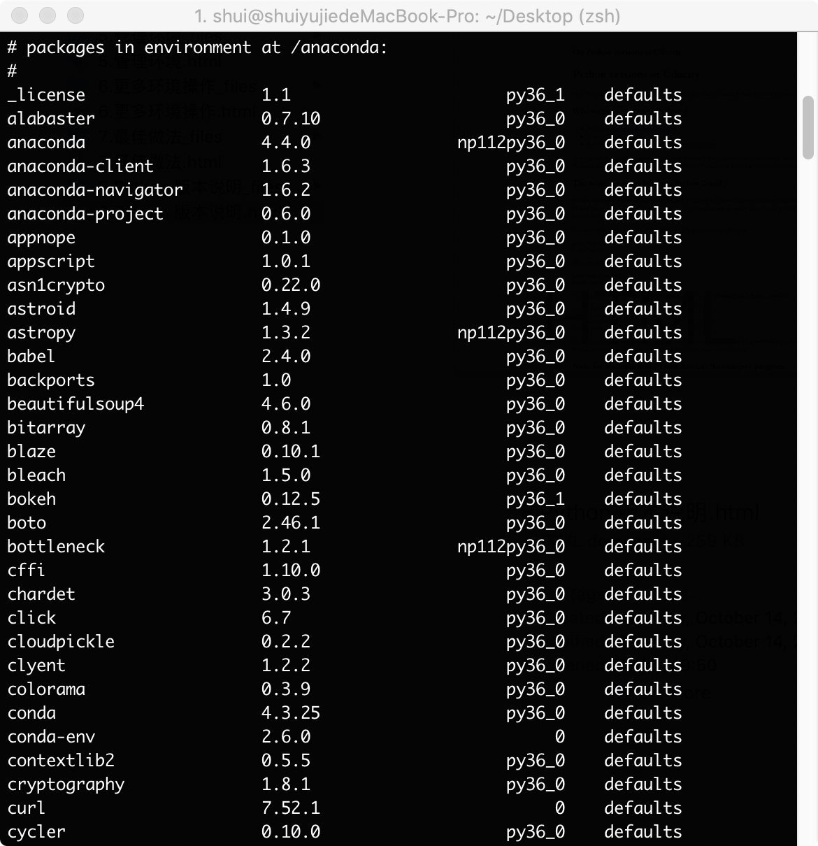 conda list