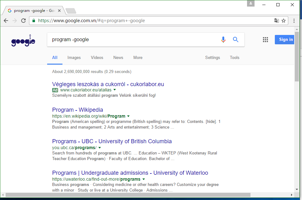 图4：输入“program -google的结果”