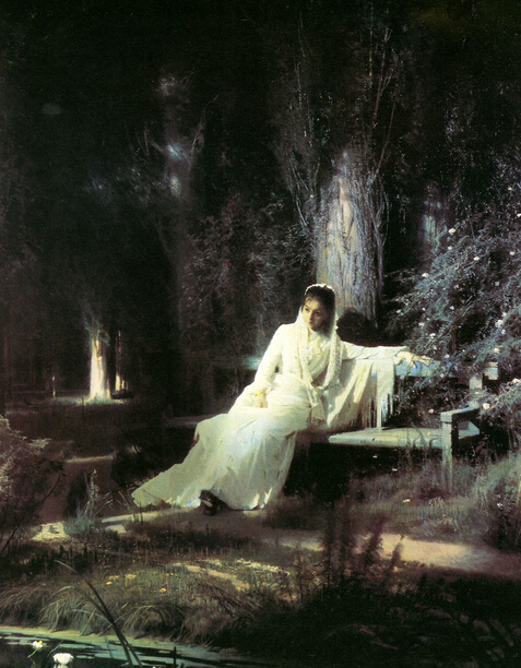 《月夜》，1880，伊凡.尼古拉耶维奇.克拉姆斯柯依，俄国，179cm×135cm，现藏于特列恰柯夫美术馆