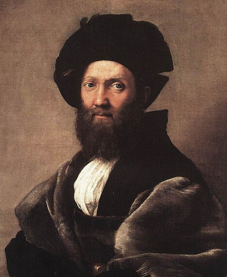 《巴尔达萨雷·卡斯蒂利奥奈》，拉斐尔，意大利，布面油画，82*66cm，1516年作，现藏于巴黎卢浮宫