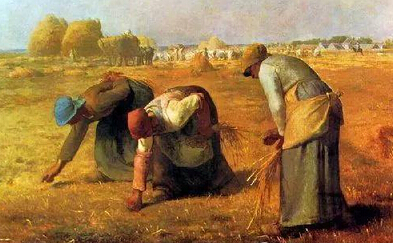 《拾穗》，弗朗索瓦.米勒，法国，油画，83.5×111厘米，1857年，巴黎卢浮宫藏