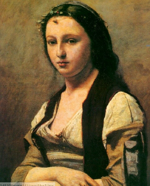 《珍珠女郎》，柯罗，1868-1870年，70×55厘米，巴黎卢浮宫藏