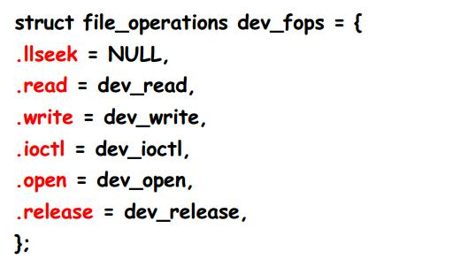 Linux字符设备驱动模型之操作函数集