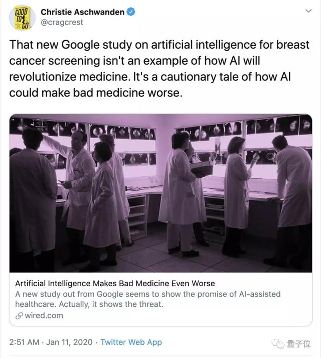 谷歌AI乳腺癌检测超过人类？美国知名记者：让糟糕的医疗更糟罢了