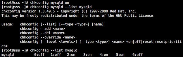 自启动MySQL服务并查看mysql服务状态(2-5on则正常)