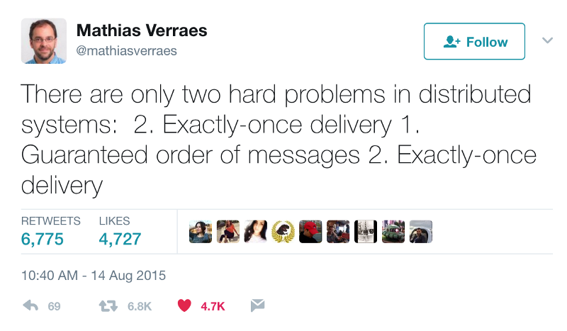 Exactly-once delivery is a really hard problem