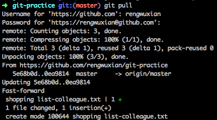 用 git pull 把代码从远程仓库取下来