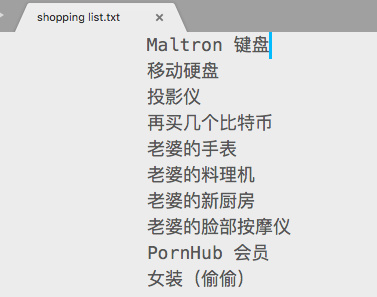 shopping list.txt 中的内容