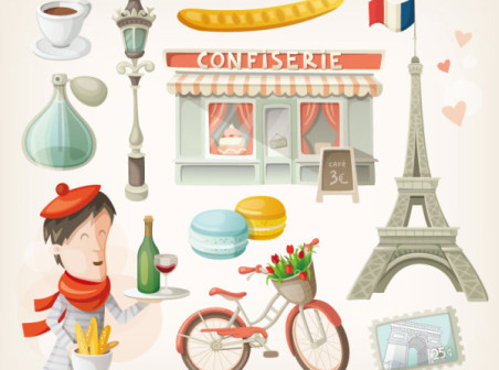 巴黎卡通设计元素矢量|eps格式|Icons业务图标