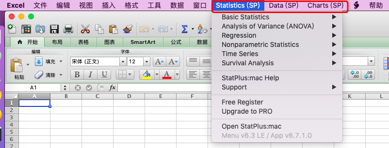 statplus excel add in