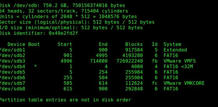 fdisk show esxi partitions in ubuntu