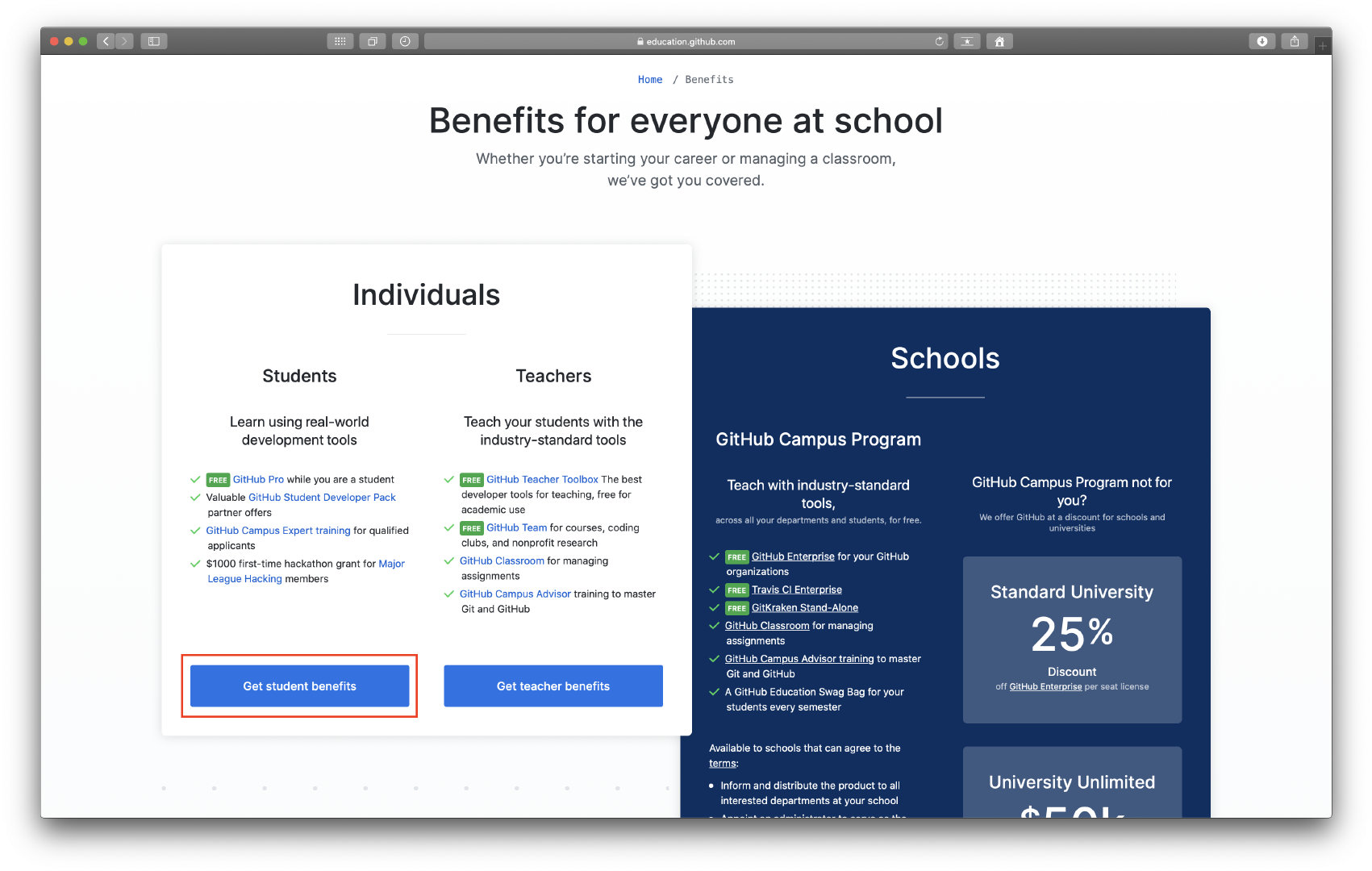 Github Benefits for everyone at school