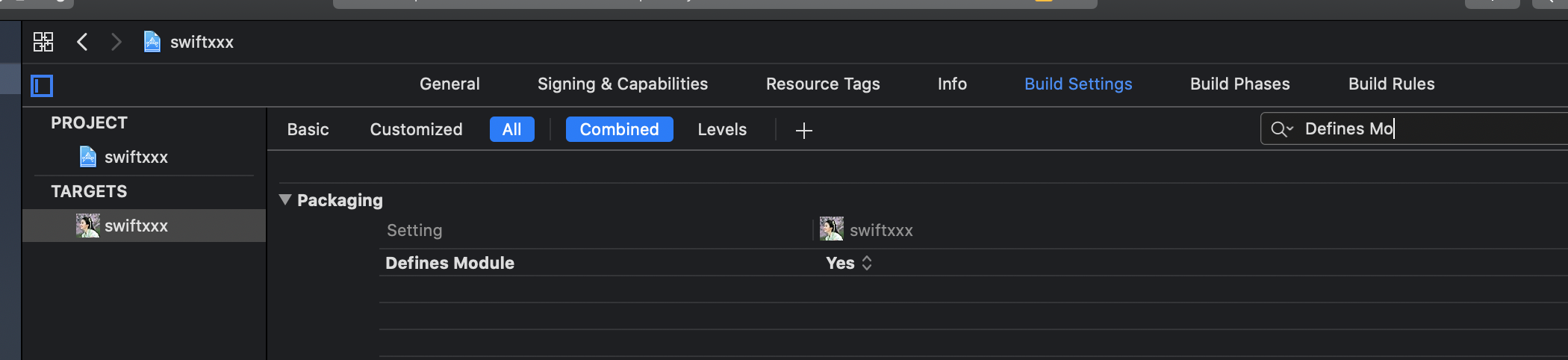 设置Defines Module
