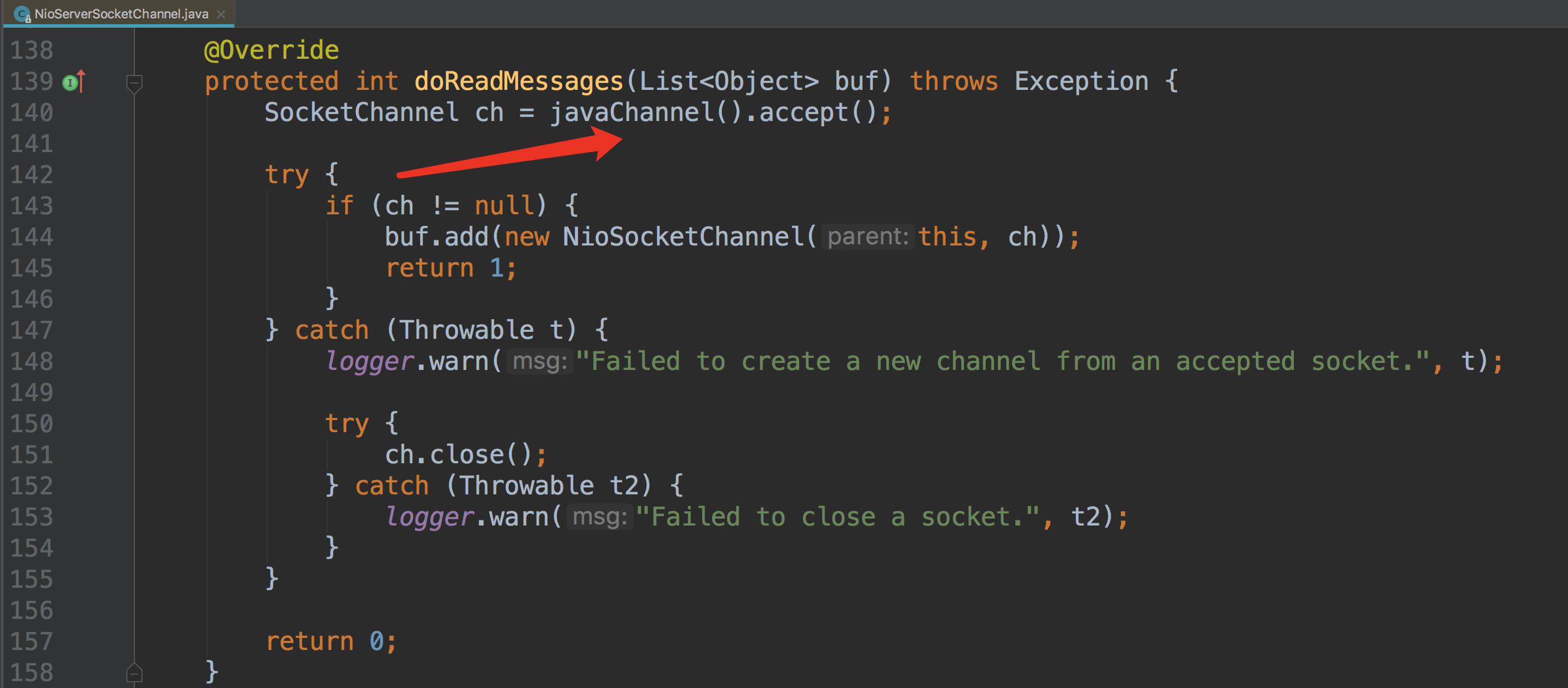 NioServerSocketChannel#doReadMessages