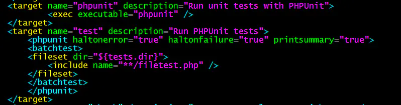 build.xml中phpunit配置