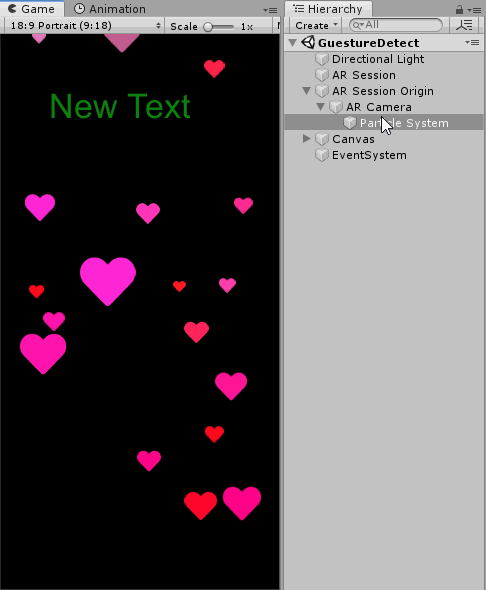 unity sensear教程:用手势发射爱心【源码】