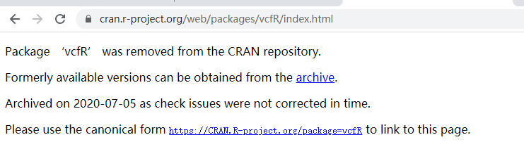 2020.07.20查看时，CRAN上的提示信息