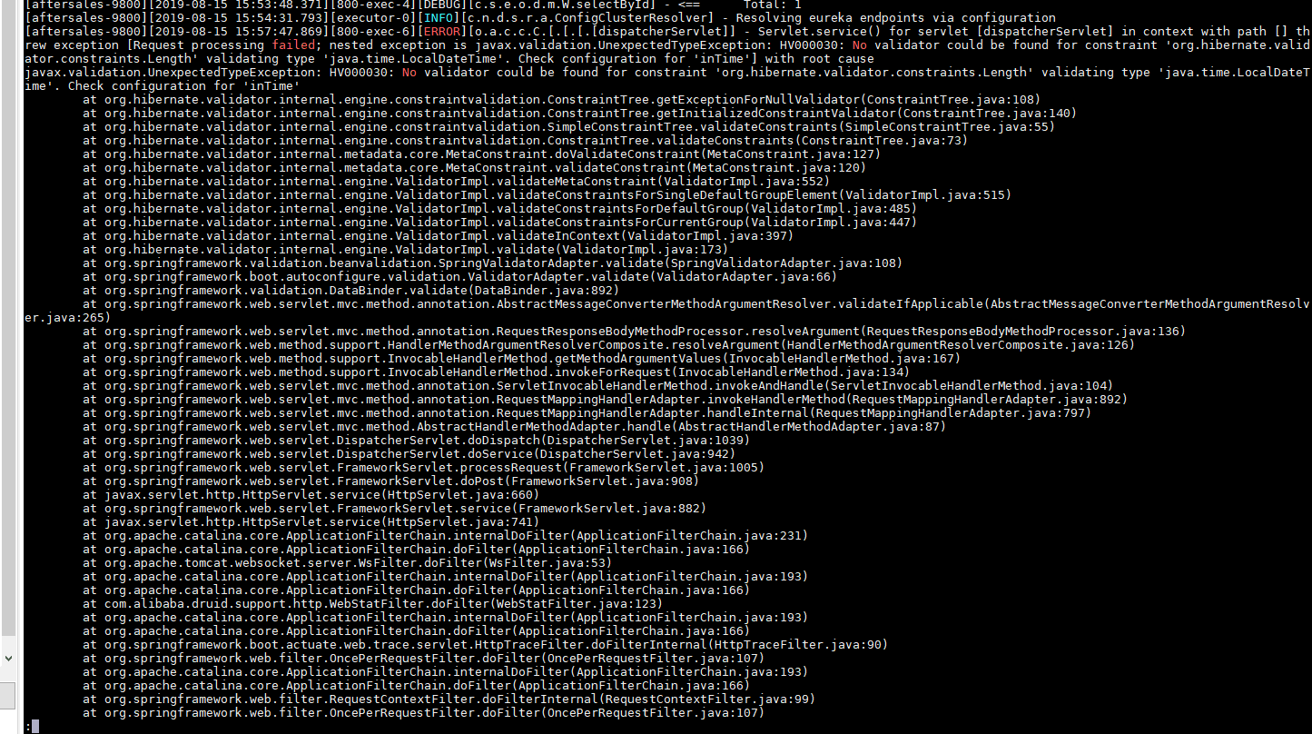 No validator could be found for constraint