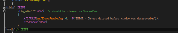 WTL中对于关闭程序时还有残留窗口的断言
