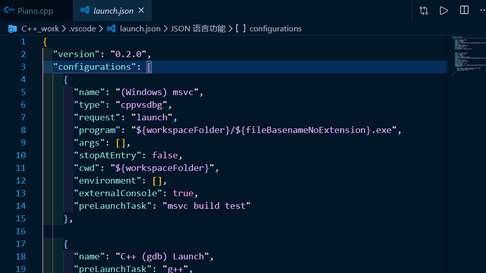 launch.jsonファイルでvscode、次はグラムを使用する必要はありませ++