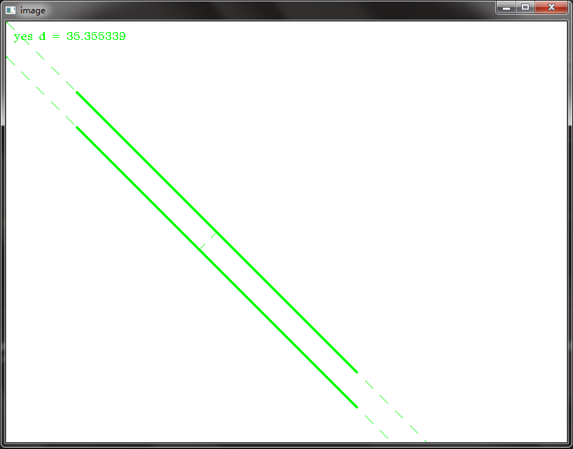 学习OpenCV3：判断两条直线平行，并计算平行距离
