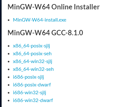 mingw-w64 download options