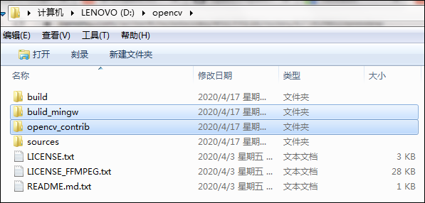 opencv_contrib和bulid_mingw