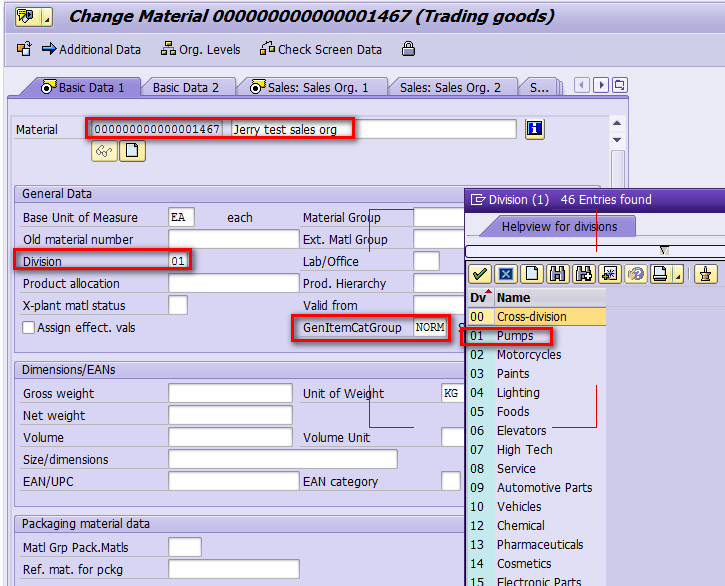 How to download material division to CRM