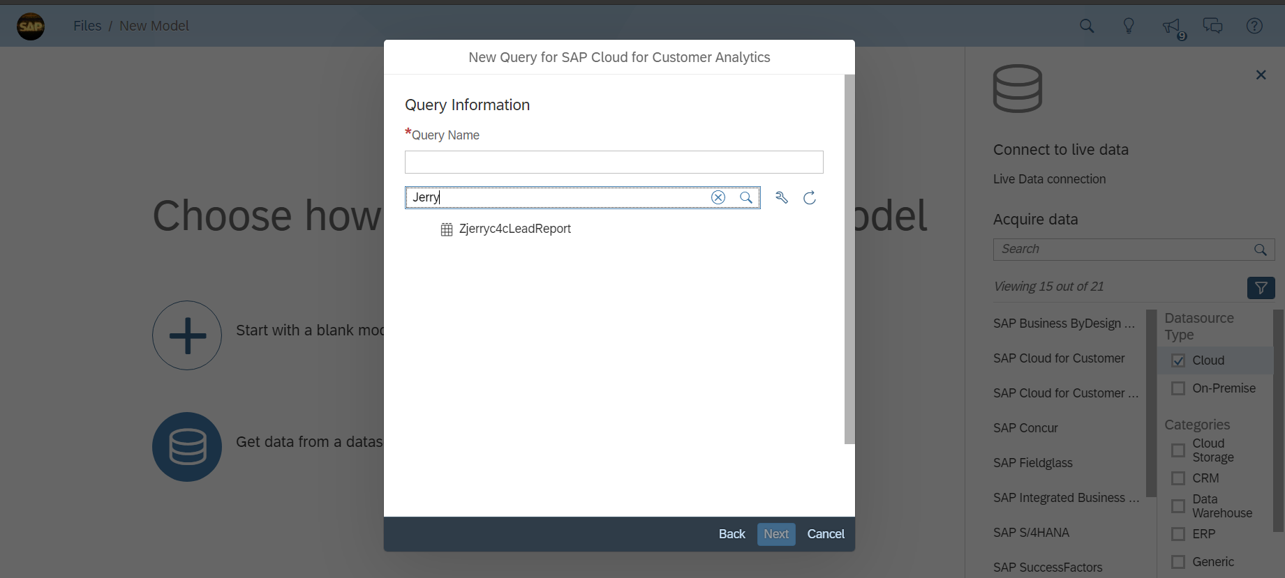 如何配置SAP Analytics Cloud到SAP Cloud for Customer的连接