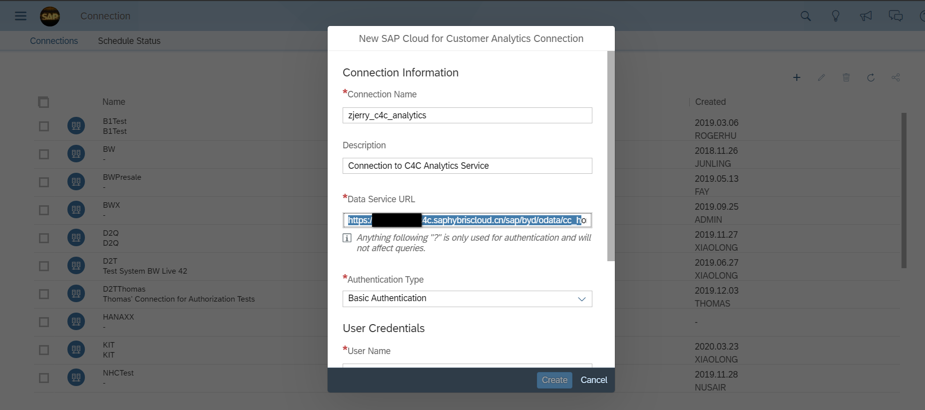 如何配置SAP Analytics Cloud到SAP Cloud for Customer的连接