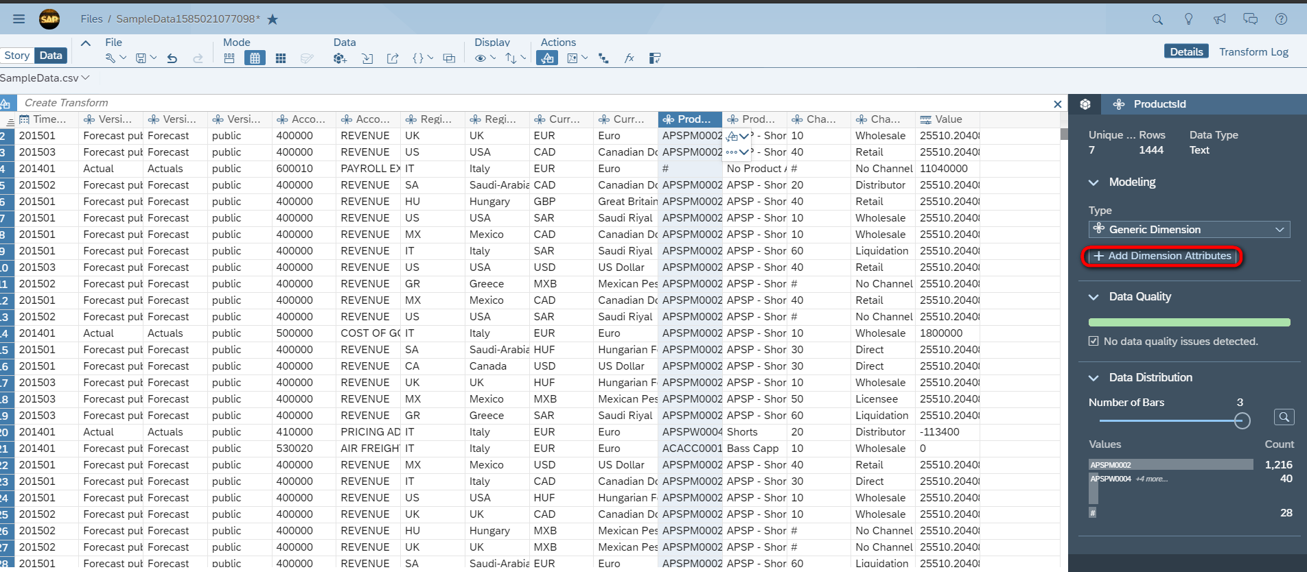 SAP Analytics Cloud学习笔记(一)：从CSV文件导入数据到Analytics Cloud里创建模型和Story