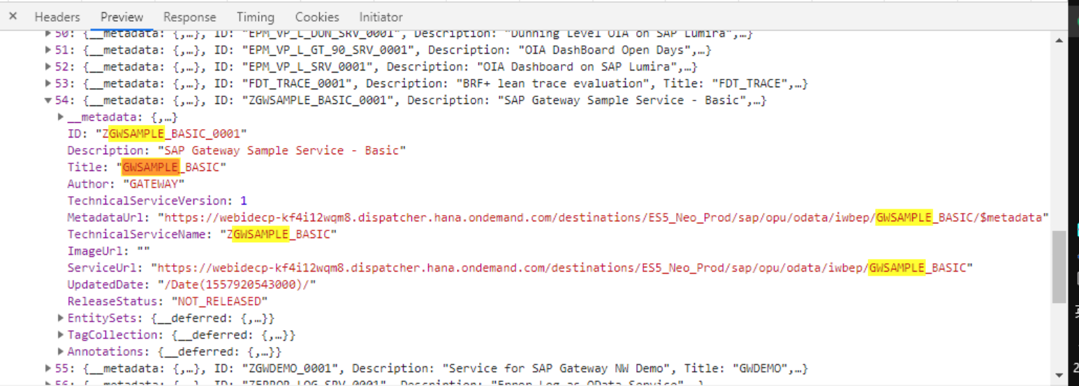 SAP OData服务的catalog service