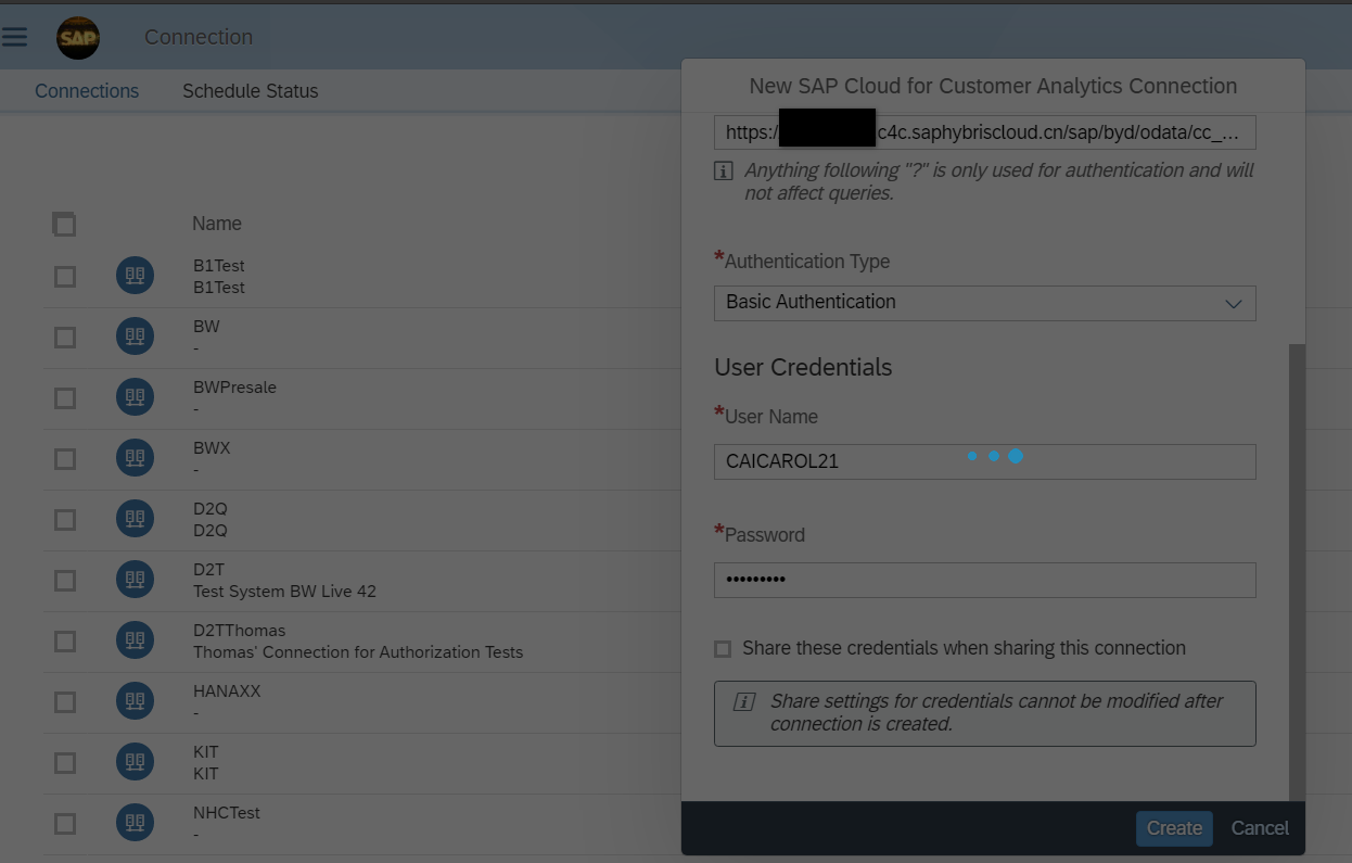 如何配置SAP Analytics Cloud到SAP Cloud for Customer的连接