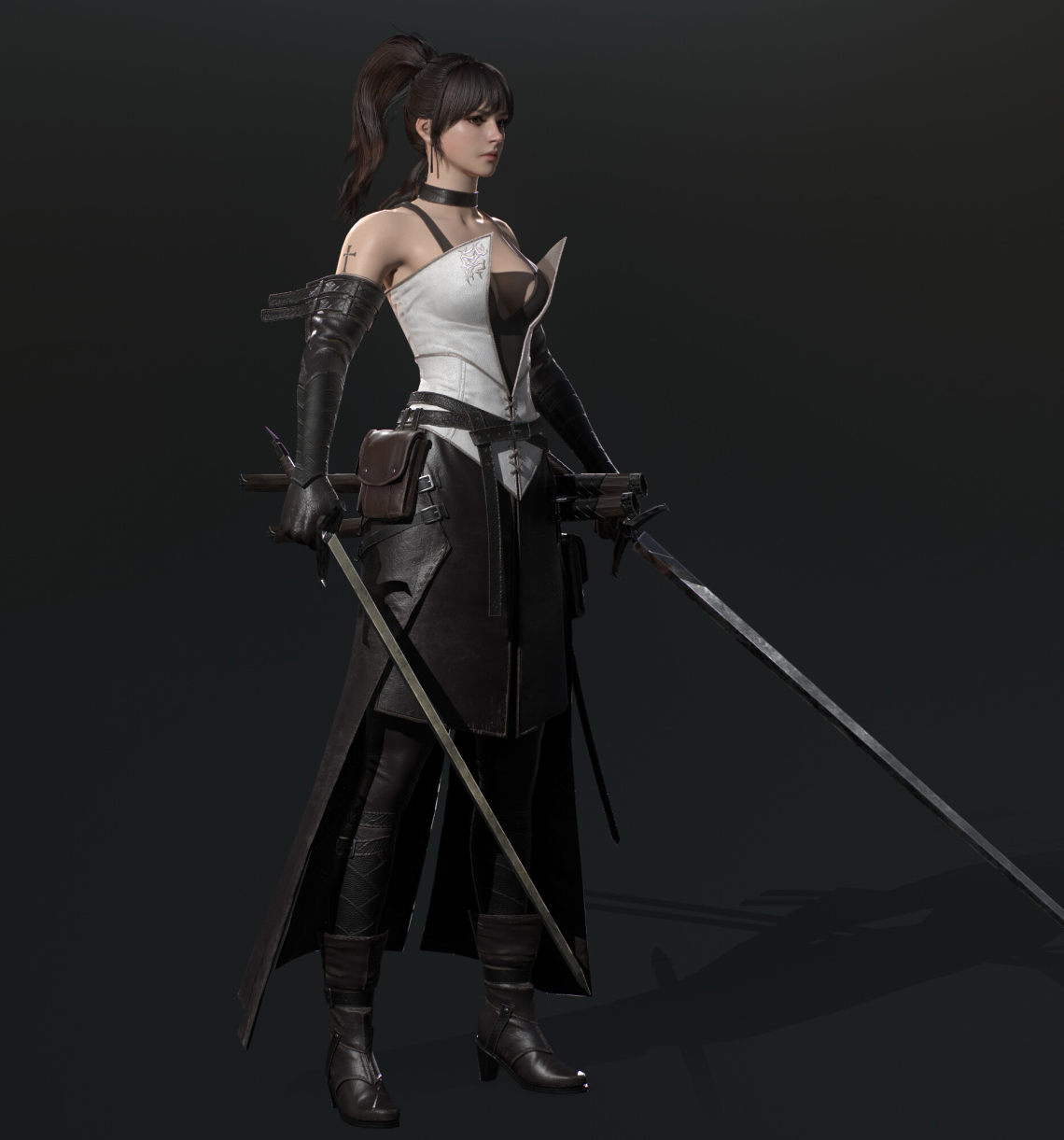 3d模型欣赏:《sword girl》古风 女战士角色 次世代 zbrush雕刻