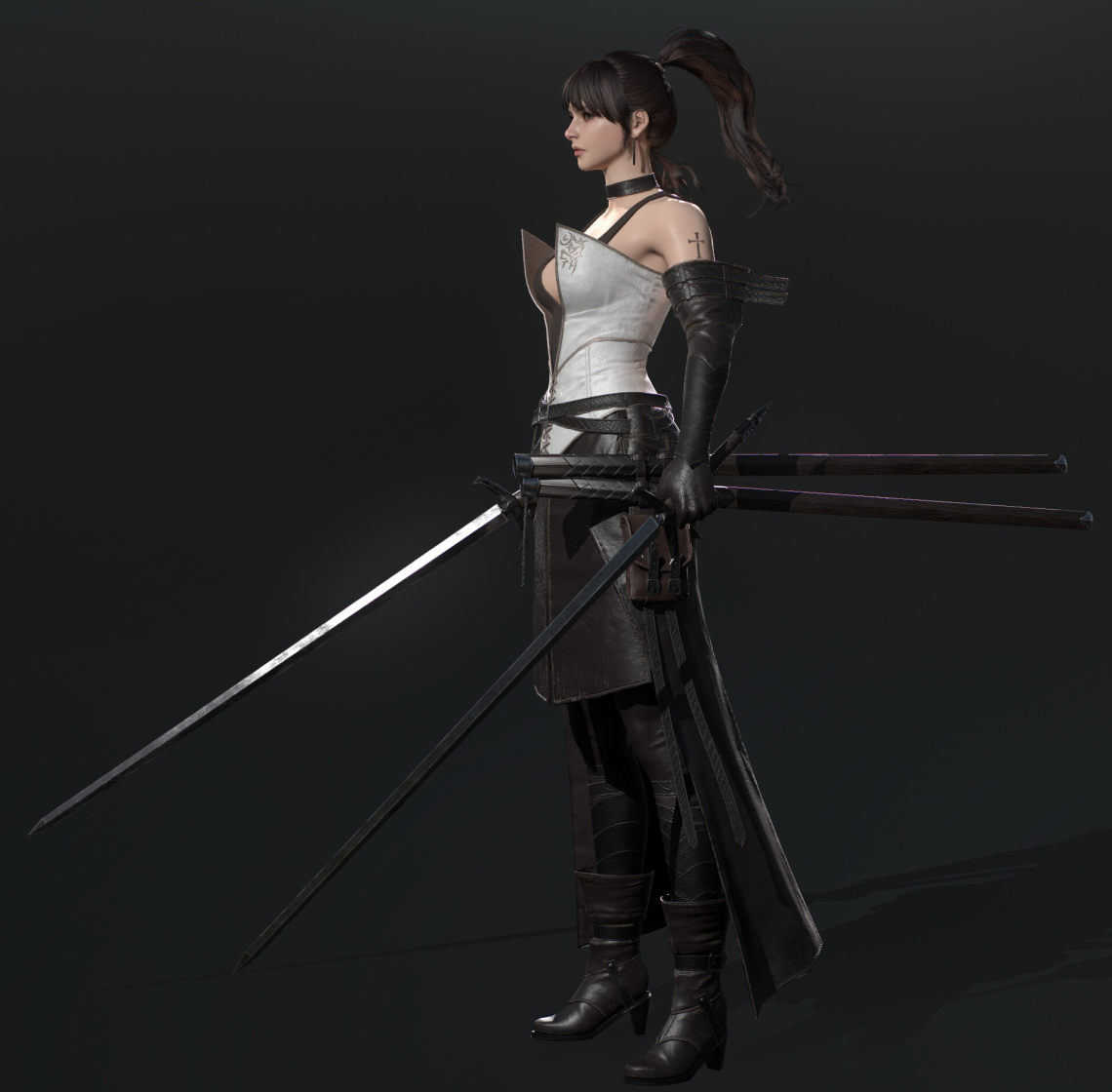 3d模型欣赏swordgirl古风女战士角色次世代zbrush雕刻